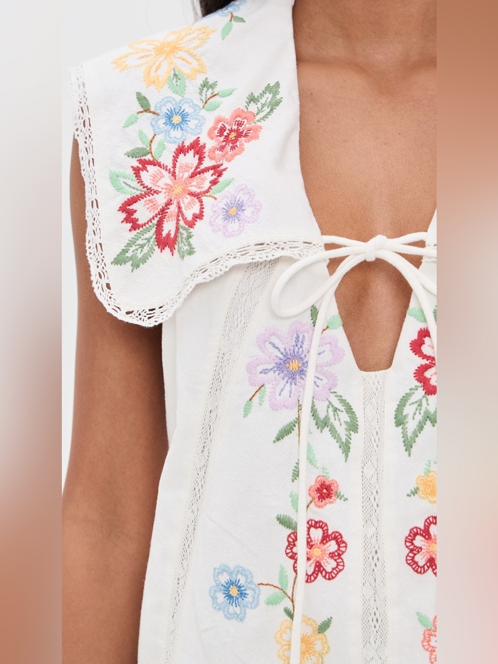 NWT Free People Willow Embroidered Mini Dress - Size Small - White - Cottagecore - Picture 16 of 16